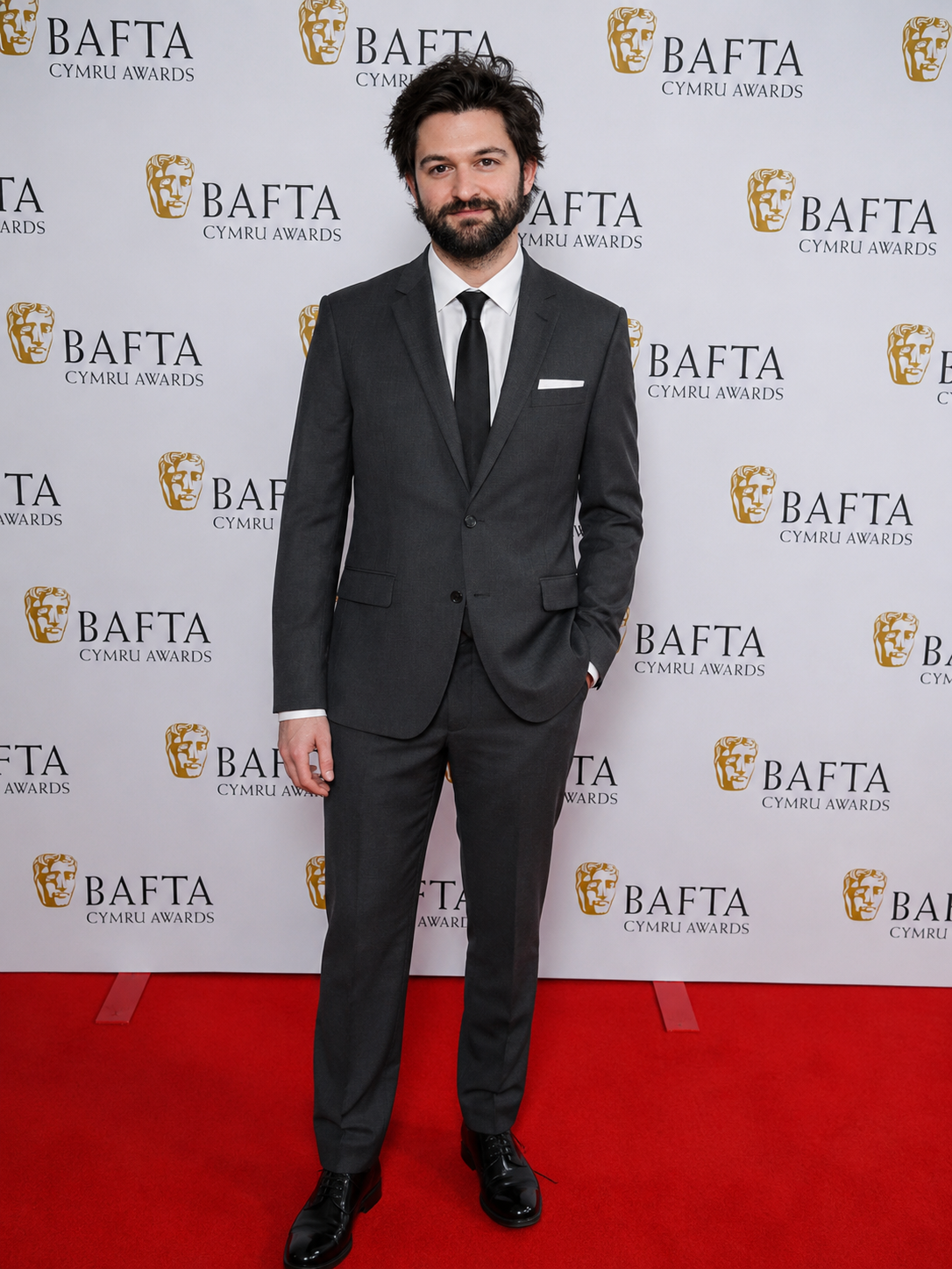 Daniel Broderick on the red carpet at the BAFTA Cymru Awards