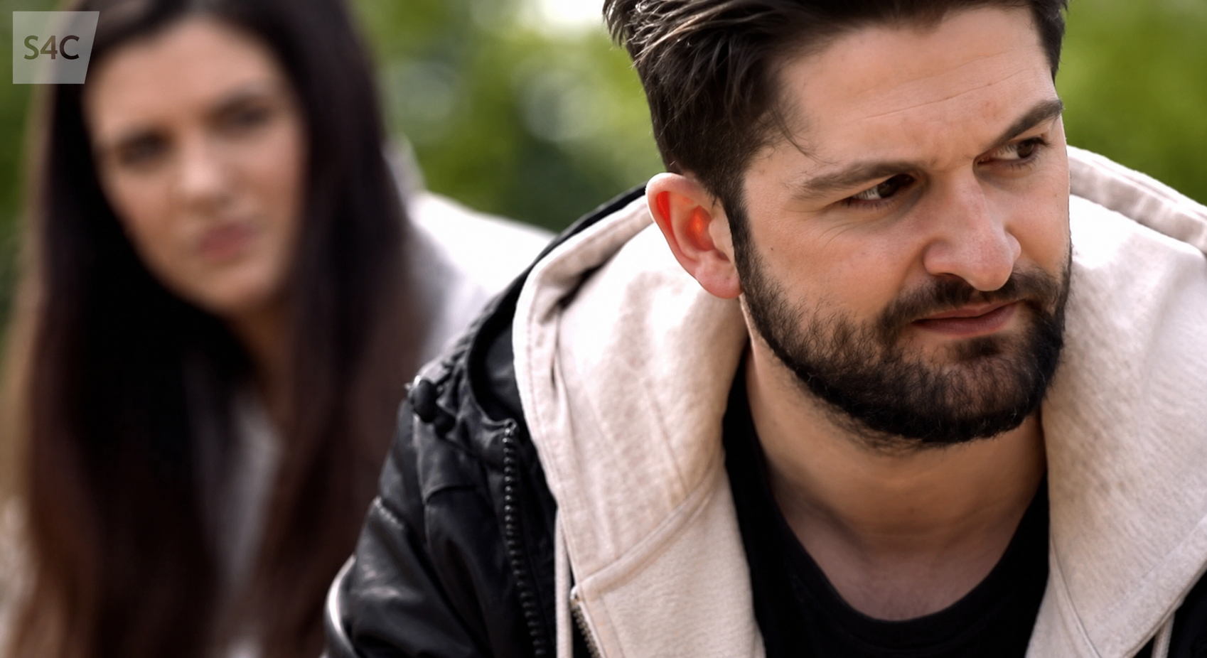Daniel Broderick in an outdoor two-hander scene for S4C